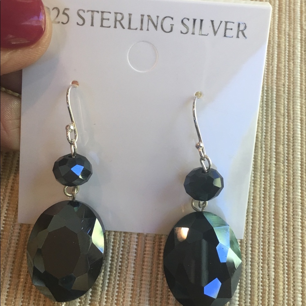 Sterling Silver Crystal and Hematite Earrings